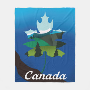 Canada esdoornblad vintage stijl reisposter fleece deken