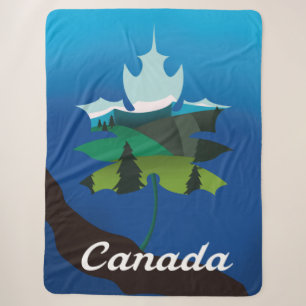 Canada esdoornblad vintage stijl reisposter sherpa deken