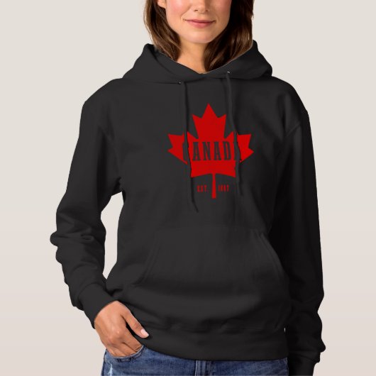 Canada Est 1867 Maple Leaf Canadian Flag Pride Roo Hoodie (Voorkant)
