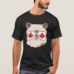 Canada Flag Canadian Exotic Shorthaire Cat Sunglas T-shirt