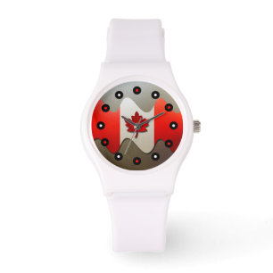 Canada Flag-Chrome door Shirley Taylor Horloge