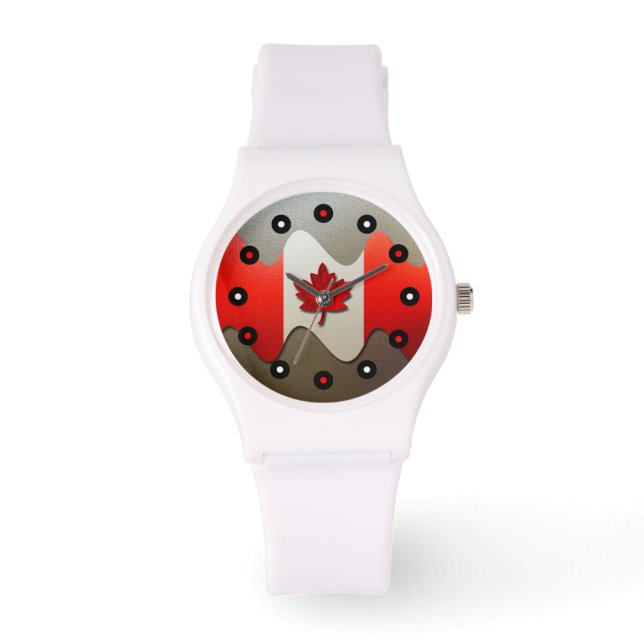 Canada Flag-Chrome door Shirley Taylor Horloge (Voorkant)