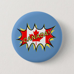 Canada Flag Kapow Comic Style Star Ronde Button 5,7 Cm