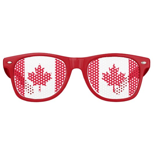 Canada Flag Maple Leaf Red White Canada Retro Zonnebril (Voorkant)