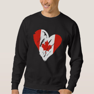 Canada Flag Retro Heart Canadian Maple Leaf Trui
