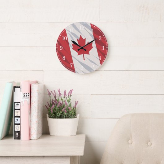 Canada Flag Wall Clock — Waving Flag Design Grote Klok (Leeskamer)