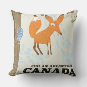 Canada Fox vintage-poster Buitenkussen