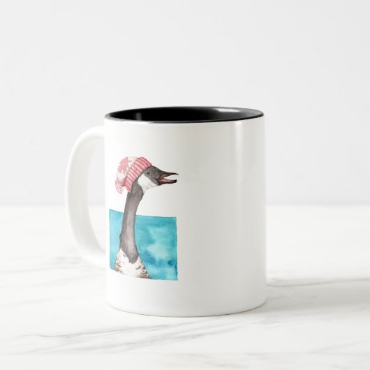 Canada Gans in een Toque Tweekleurige Koffiemok (Voorkant links)