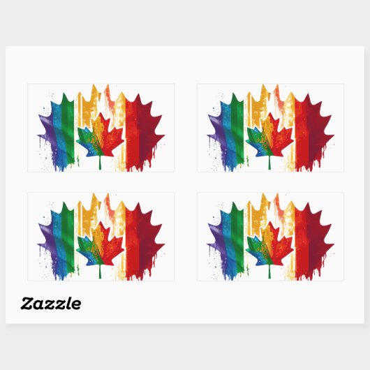 Canada Gay Pride Rainbow Flag Maple Leaf LGTBQ Rechthoekige Sticker (Vel)