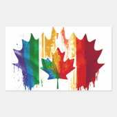 Canada Gay Pride Rainbow Flag Maple Leaf LGTBQ Rechthoekige Sticker (Voorkant)