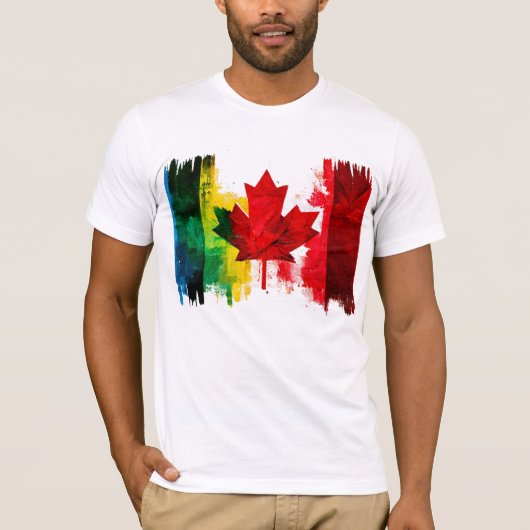 Canada Gay Pride Rainbow Flag Maple Leaf LGTBQ T-shirt (Voorkant)