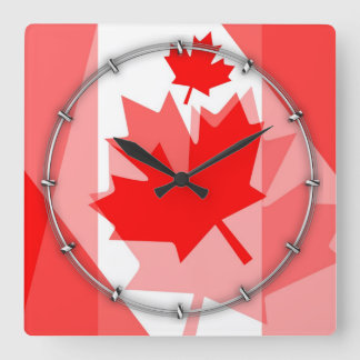 CANADA (Gelaagde stijl in Canadese rode Maple Leaf Vierkante Klok