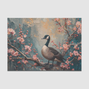 Canada Goose Cherry Blossoms Schilderij Decoupage Tissuepapier