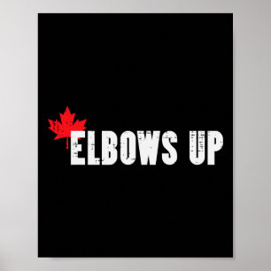 Canada Hockey Ellbogen omhoog Canadese esdoornblad Poster