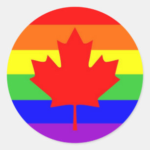 canada : homo trotse regenboogvlag ronde sticker