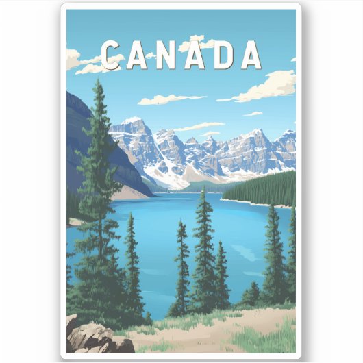 Canada Illustration Travel Art Vintage Sticker (Voorkant)