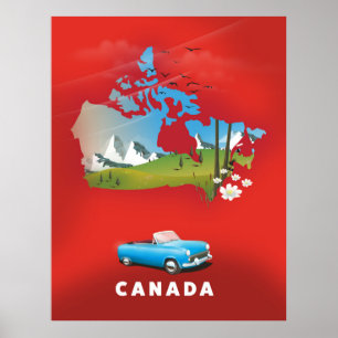 Canada illustreerde reisafdruk. poster