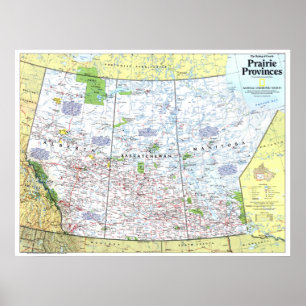 "Canada: kaart 1/2 van de provincies Prairie van 1 Poster