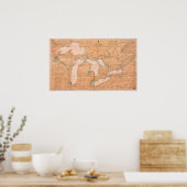  Canada Kaart van de Grote Meren Poster (Keuken)