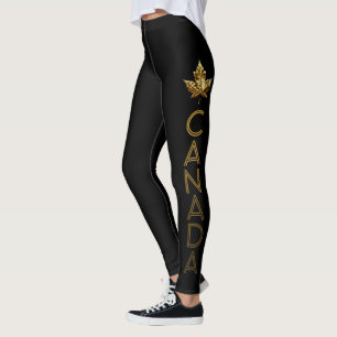 Canada Leggings Gold Canada Pantalons Feuille d'ér