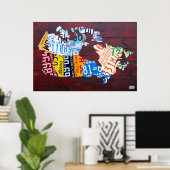 Canada License Bord Map Edition 2 Poster (Thuiskantoor)