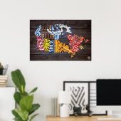 Canada License Bord Map Recycled Art Print (Thuiskantoor)