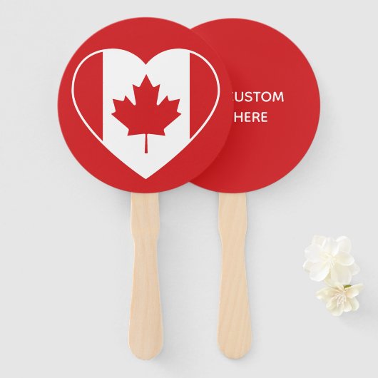 Canada Liefde aangepaste tekst hand fans Handwaaier (Voorkant en achterkant)