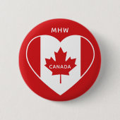 Canada Love Custom Monogram button (Voorkant)