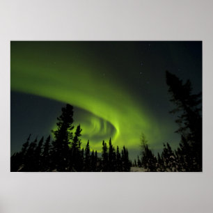 Canada, Manitoba. Uitzicht van aurora borealis en Poster