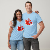 Canada Map Maple Leaf Graphic Blue Tee T-shirt (Unisex)