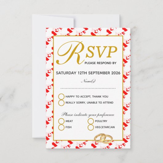 CANADA MAPLE Christelijk Wedding RSVP Response Kaa Kaartje (Voorkant)