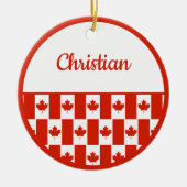 Canada Maple Leaf Canadian Flag Pattern Kerstmis Keramisch Ornament (Voorkant)