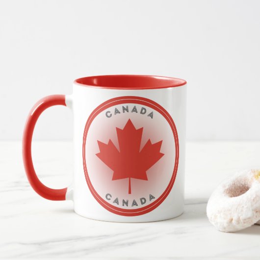 Canada Maple Leaf Circle Shape Mok (Met donut)