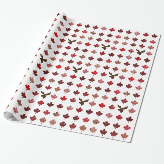 Canada Maple Leaf en Moose Cadeaupapier (Uitgerold)