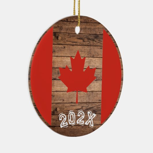 Canada Maple Leaf Flag Custom Naam- Jaar Keramisch Ornament (Rechts)