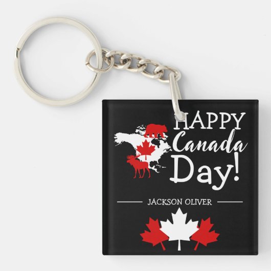 Canada Maple Leaf, Happy Canada Day, 1 juli Sleutelhanger (voorkant)