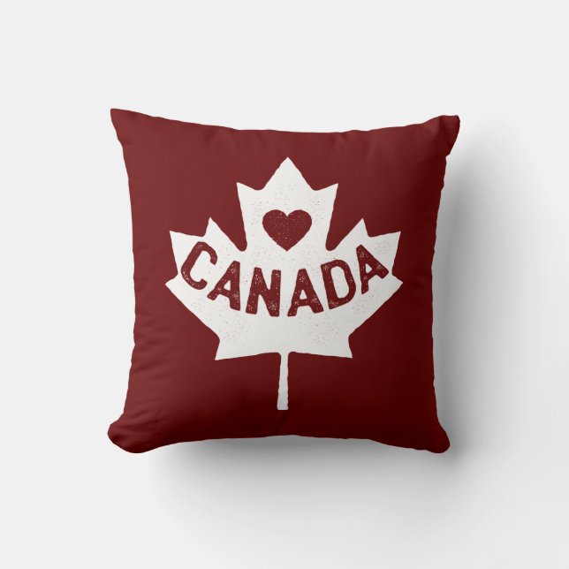 Canada Maple Leaf Heart Kussen (Voorkant)