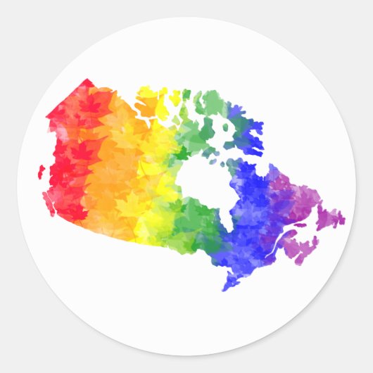 Canada Maple Leaf Rainbow Pride Ronde Sticker (Voorkant)