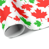 Canada Maple Leaf Red Green-kerstpatroon Cadeaupapier (Rol Hoek)