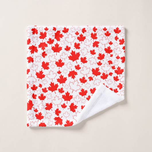 Canada Maple Leaf Red White Random Patroon Bad Handdoek (Wasdoekje)