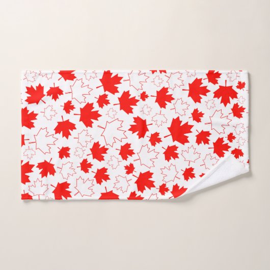 Canada Maple Leaf Red White Random Patroon Bad Handdoek (Handdoek)