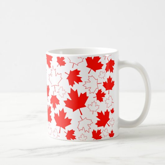 Canada Maple Leaf Red White Random Patroon Koffiemok (Rechts)