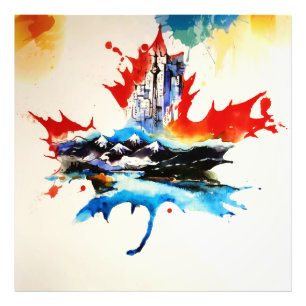  Canada Maple Leaf Travel Love Waterverf Foto Afdruk