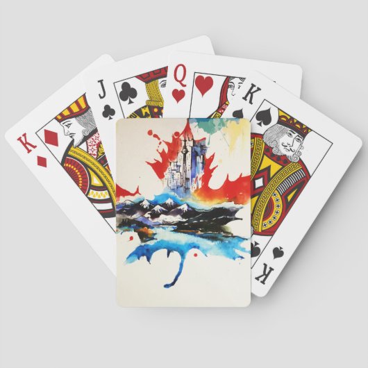 Canada Maple Leaf Travel Love Waterverf Pokerkaarten (Achterkant)
