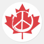 Canada Maple Leaf Vredessymbool Patriottisch vrij Ronde Sticker (Voorkant)