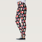 Canada Mexico USA 2026 Country Flags Hearts Leggings (Links)