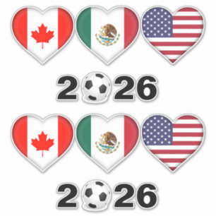 Canada Mexico USA als gastland voor het Football T Sticker