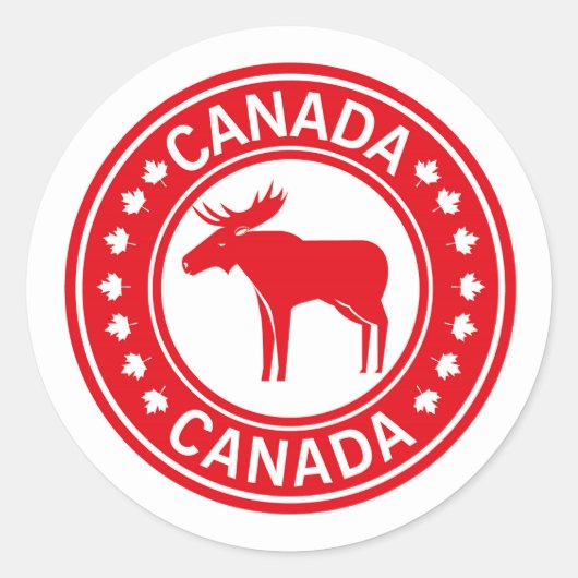 Canada Moose Maple Leaf | Canada Day Ronde Sticker (Voorkant)