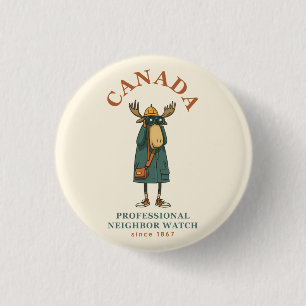 Canada Moose Neighbor Watch Ronde Button 3,2 Cm