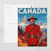 Canada Mountie Vintage Art Briefkaart (Voorkant / Achterkant)